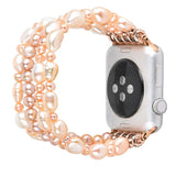 Real Pearl Bracelet for Apple Watch Band 42mm 44mm 38mm 40mm Stretch Irregular Beads Strap for Women iWatch Series SE & 6 5 4 3