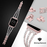 New Women Diamond Watch Band for Apple Watch 38mm 42mm 40mm 44mm iWatch Series 5 4 3 Stainless Steel strap Sport Bracelet