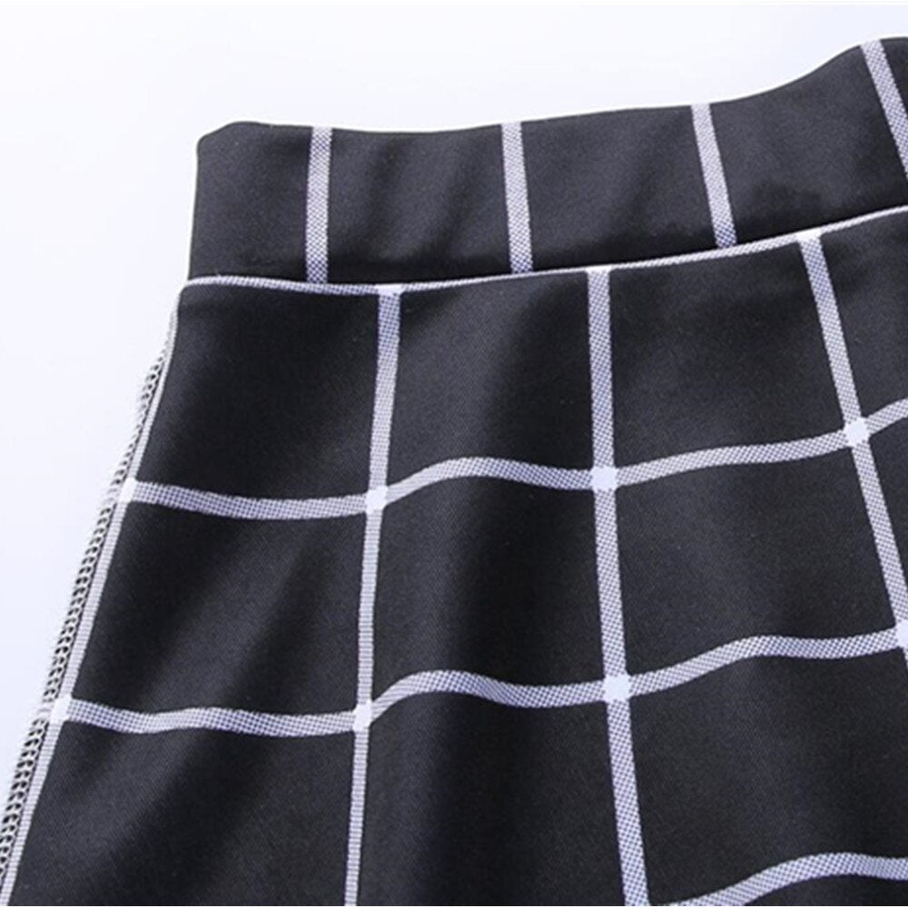 High Waist Plaid Mini Short A Line Pleated Skirts Casual Summer Punk Gothic Skirt