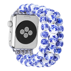 Bling Dressy Bands for Apple Watch 38mm 42mm Band Ceramic Beaded Watchband for iWatch Series 3/ Series 2 Bracelet for Woman Girl