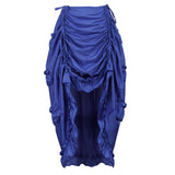 Women Gothic Steampunk Asymmetrical Pleated High Low Dancing Skirt Irregular Ruffles Pirate Skirts Halloween Costumes Plus Size