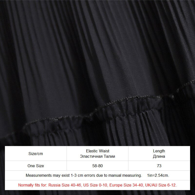 Elegant Frill Trim Chiffon Pleated Skirt Summer Elastic High Waist Solid Casual Midi Skirt