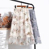 Dragonfly Sequin Embroidered Mesh Midi Skirt Elastic High Waist A-Line Women Summer Skirt