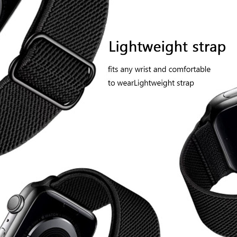Soft And Comfortable Nylon Loop Elastic Buckle Apple Watch Band 38mm 42mm Series 6 Se 543 2 1 For Iwatch Strap Nylon Braid 44mm