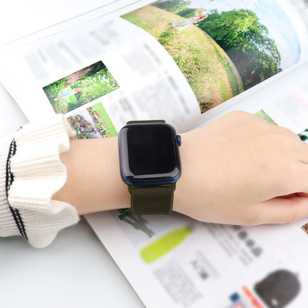 Soft And Comfortable Nylon Loop Elastic Buckle Apple Watch Band 38mm 42mm Series 6 Se 543 2 1 For Iwatch Strap Nylon Braid 44mm