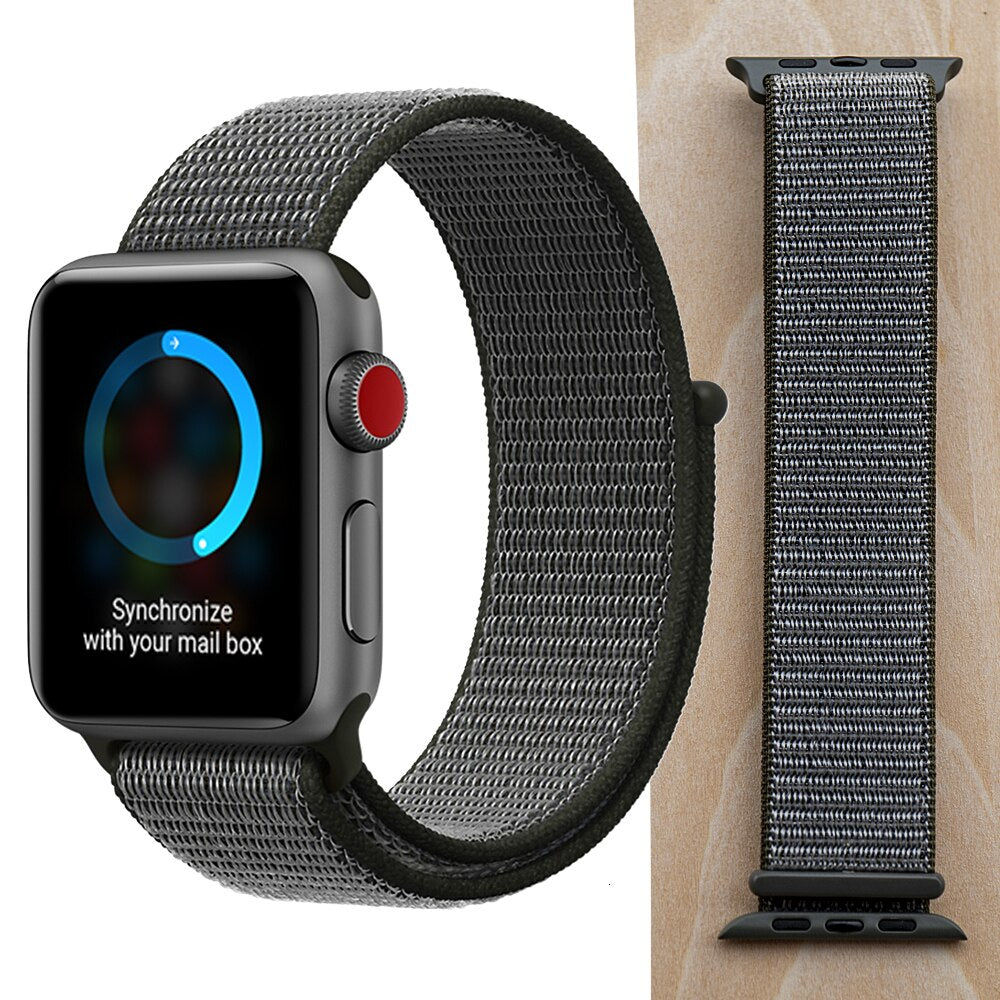 High Quality Nylon Sport Loop Replacment for Apple Watch band 44mm Series 5 4 3 2 1 Breathable Woven Strap 42mm iwatch 40mm 38mm