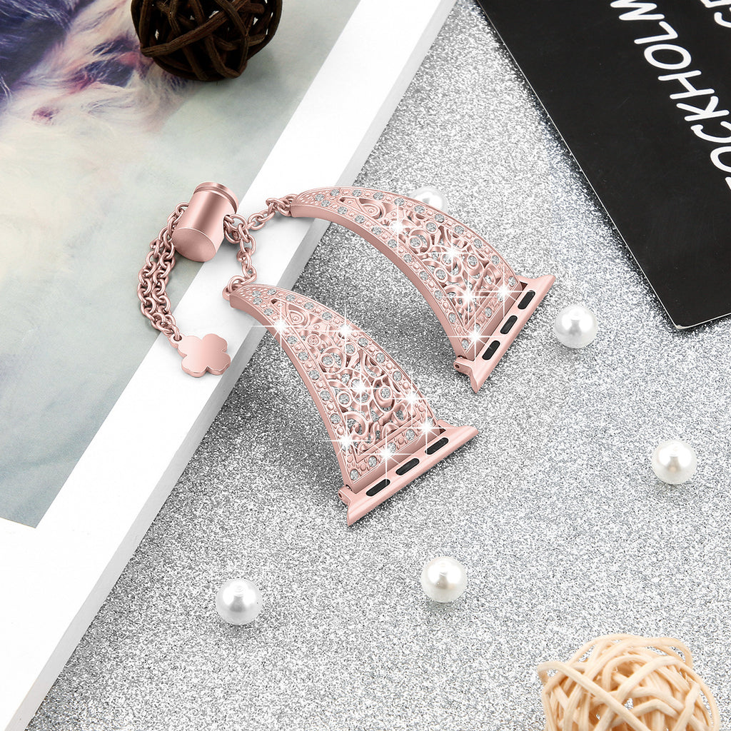 Women Diamond Band For Apple Watch Series 9/8/7/6/5/4/3/2 Bracelet stainless steel strap for iWatch 38mm 42mm 40mm 44mm Wristband