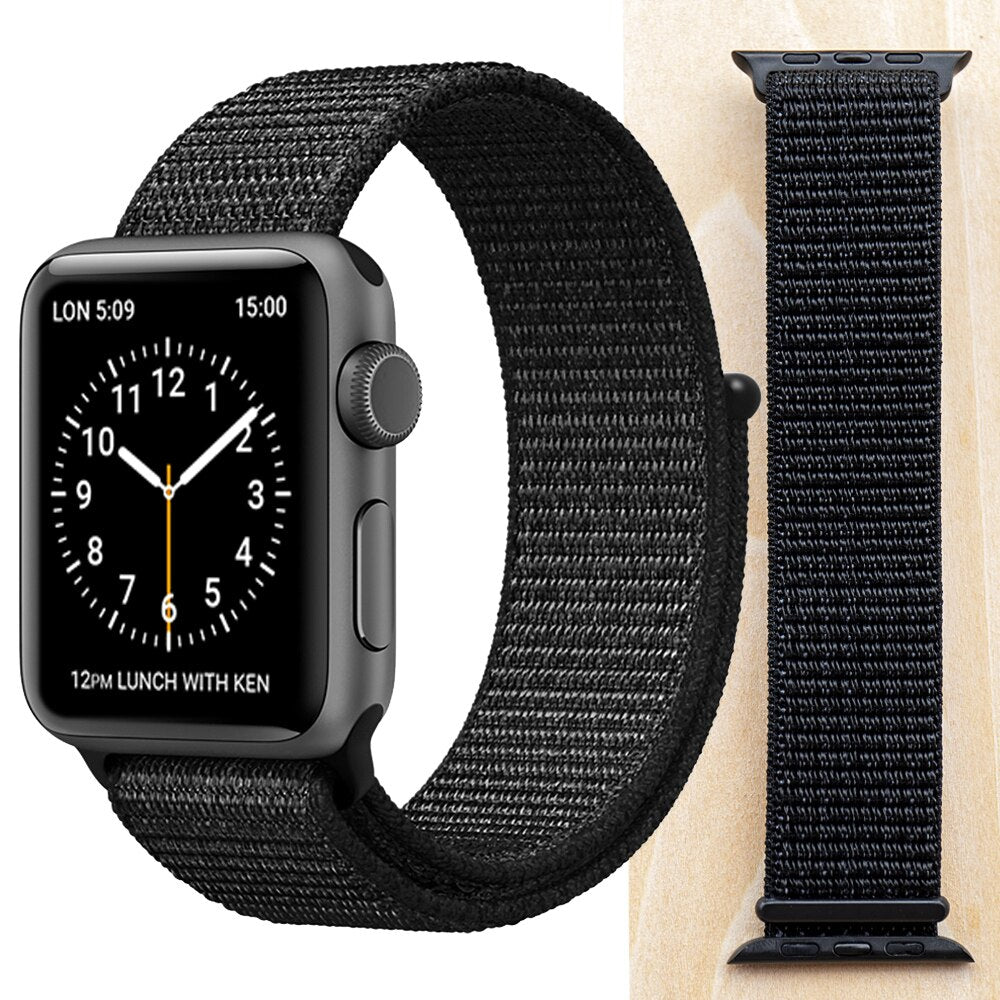 High Quality Nylon Sport Loop Replacment for Apple Watch band 44mm Series 5 4 3 2 1 Breathable Woven Strap 42mm iwatch 40mm 38mm