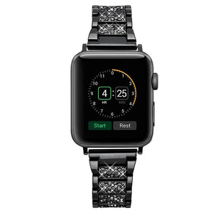 Diamond stainless steel strap With cover for apple watch strap 6 SE 5 4 44mm 40mm iWatch Bands 6 3 38mm 42mm Bracelet watchband