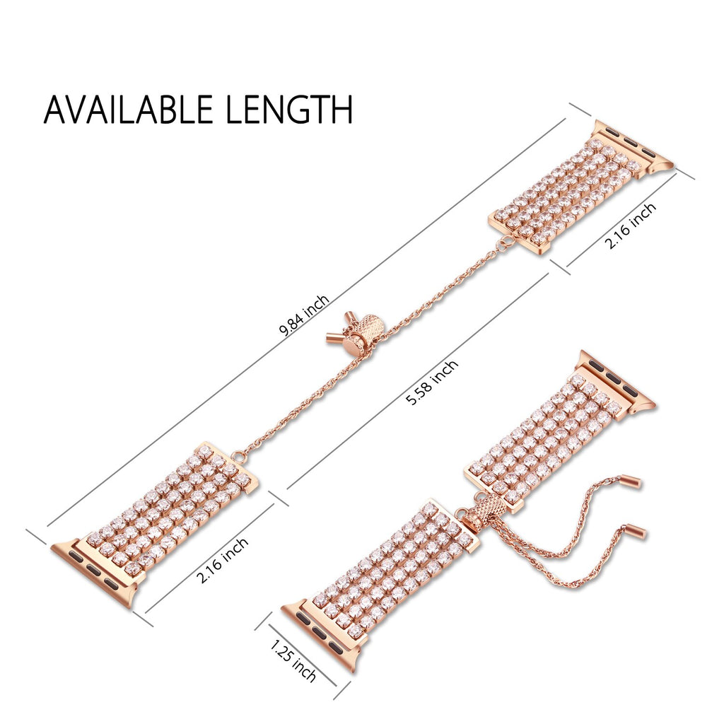 Women Diamond Bracelet for Apple Watch Band 40mm 44mm 42mm 38mm Stainless Steel Bling Jewelry Strap for iwatch Series 6 SE 5 4 3