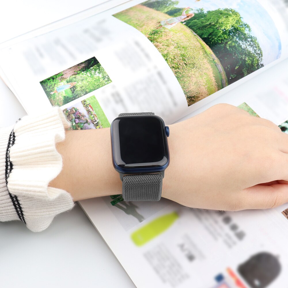 Soft And Comfortable Nylon Loop Elastic Buckle Apple Watch Band 38mm 42mm Series 6 Se 543 2 1 For Iwatch Strap Nylon Braid 44mm