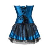 Women Sexy Peacock Feathers Embroidery Overbust Corset Bustier Lingerie Top With Mesh Mini Skirt Set Burlesque Corset Dress
