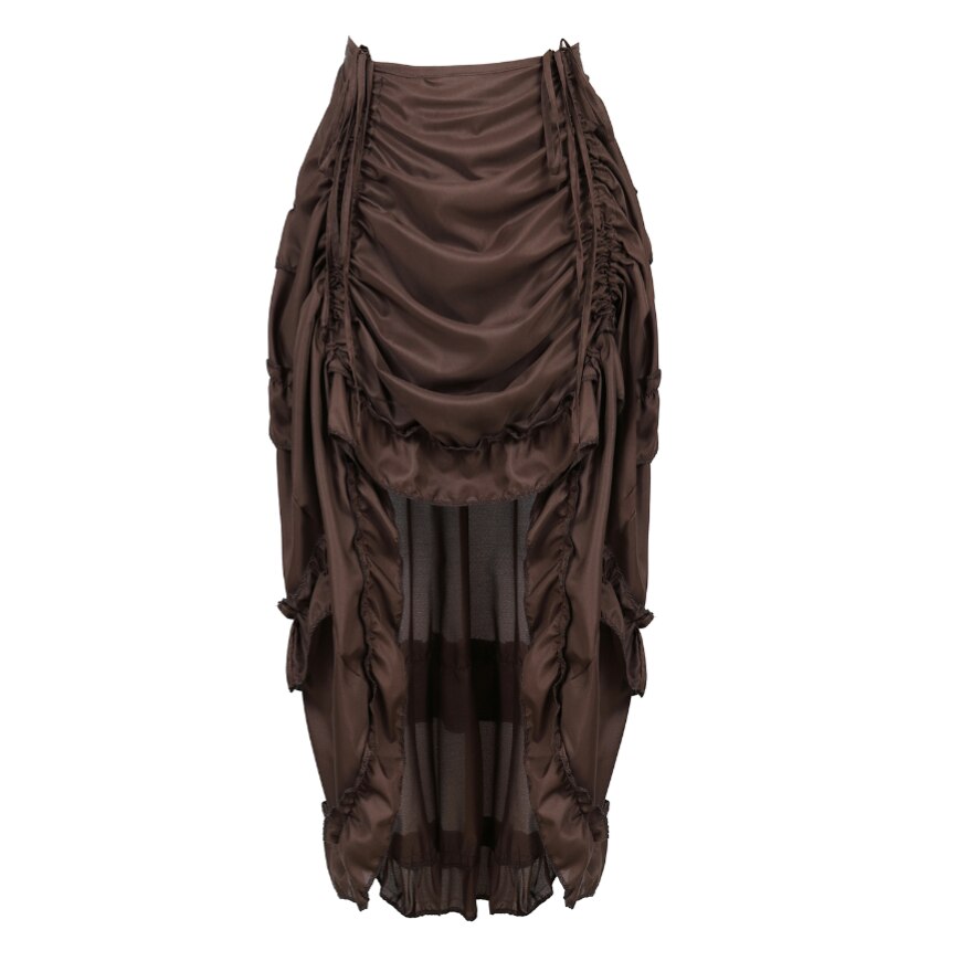 Women Gothic Steampunk Asymmetrical Pleated High Low Dancing Skirt Irregular Ruffles Pirate Skirts Halloween Costumes Plus Size