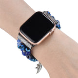 Blue Crystal Beads Strap for Apple Watch SE Series 6 5 4 3 Band Women Jewelry Bracelet for iWatch 40mm 44mm 38mm 42mm Wrist Belt
