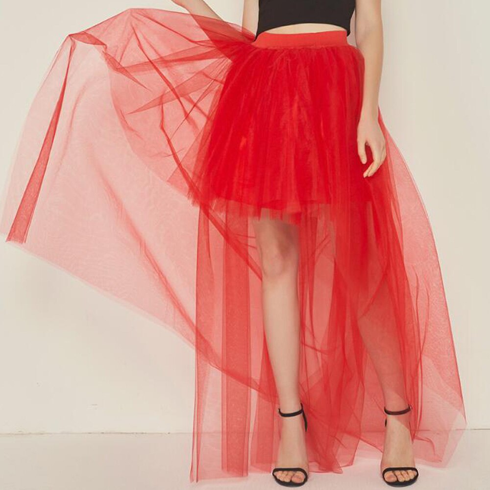 Irregular Tulle Women Summer HLong Party Petticoat Casual Style Punk Goth Black igh Waist Skirt