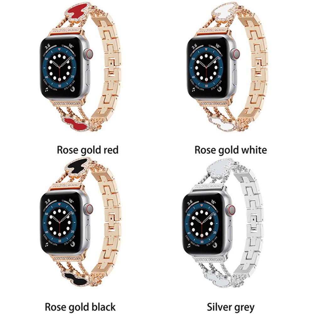 New Women's Jewelry Strap for Apple Watch Band 6 44mm 40mm 42mm 38mm Diamond Metal for iWatch Bands Serie SE 5 4 3 Gem Bracelet