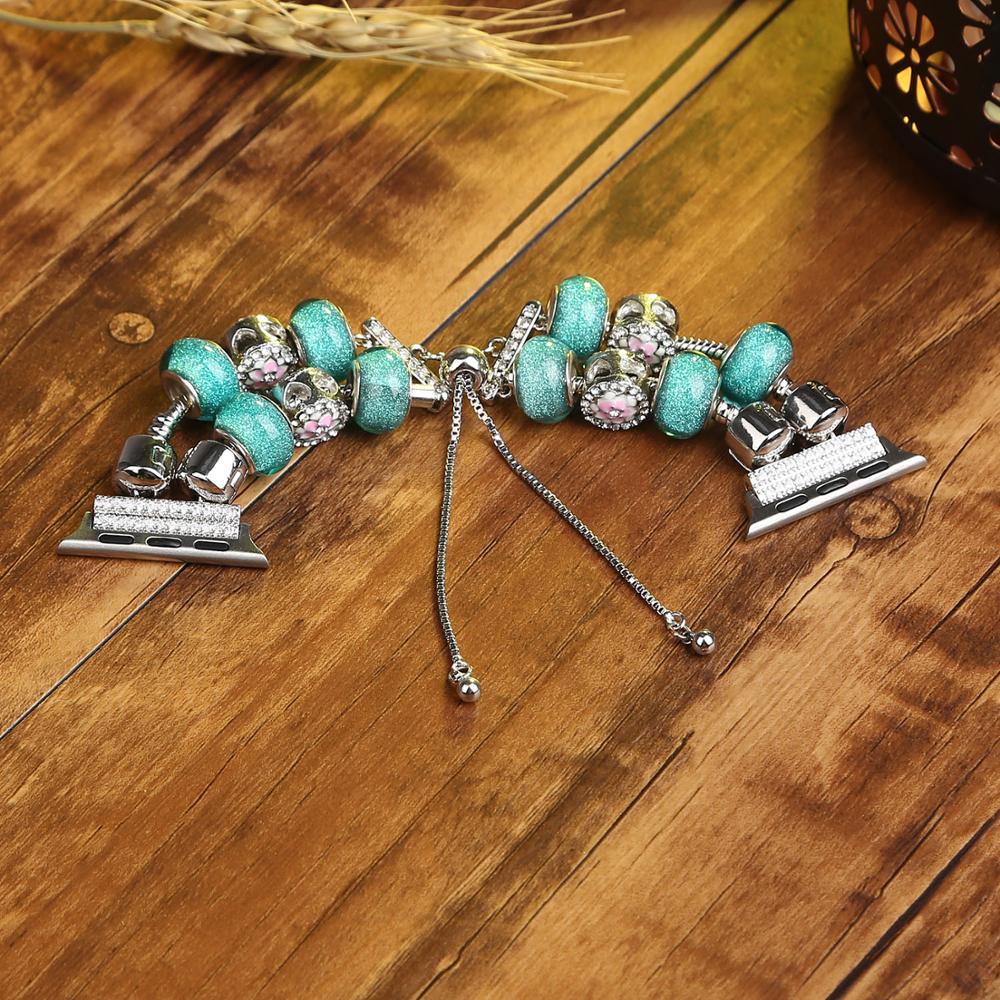Diy Gem Agate Strap For Apple Watch 5 Band 40mm 44mm 38mm 42mm Woman Jewelry Design Beaded Bracelet Belt Iwatch Series 5 4 3 2 1