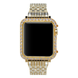 Luxury Metal Diamond Case For Apple Watch Stainless Steel Strap Watch Band