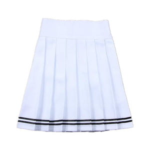 Summer Women Korean Solid Kawaii Big Swing Umbrella High Waist School Ladies Mini Saia Skater Skirt