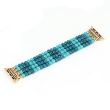 Blue Turquoise Beads Bangle Strap For Apple Watch Band 40mm 42mm 38mm 44mm Elastic Bracelet For iWatch Series 1 2 3 4 5 6 SE