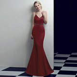 Women's Backless Strap Cross Slit Long Prom Dress Sexy Beads Prom Party Dress