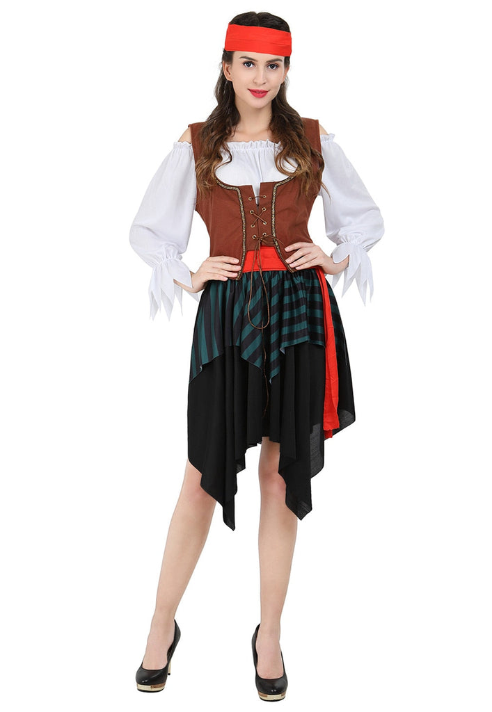 Pirate Costume Adults Mens Women Pirate Corset with Dress Mens Steampunk Pirate Costume Pirates of the Caribbean Cosplay