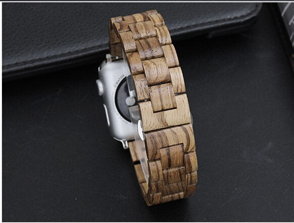 Wooden strap for Apple watch band 44mm 40mm iWatch band 42mm 38mm Metal Butterfly clasp bracelet Apple watch series 6 5 4 3 se