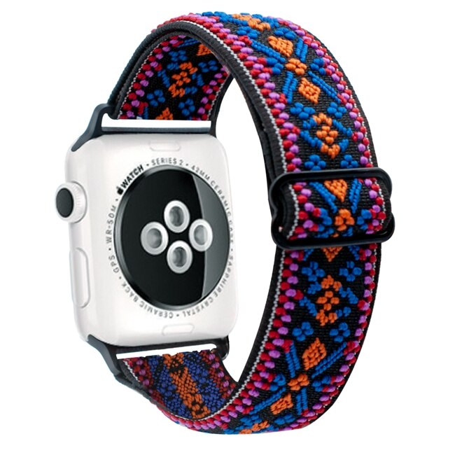 Nylon Strap For Apple Watch Strap 44/40/42/38mm Bohemia Braid Adjustable Elastic Band Bracelet iWatch Series 6 SE 5 4 3 2 1