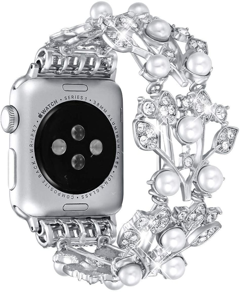 Watchband For Apple Watch Band 44mm 42mm 40mm 38mm Elastic Pearl Beaded Bracelet Replacement Cuf Wristband Iwatch Series 5 4 3 2