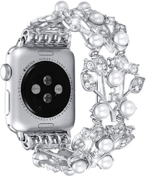 Watchband For Apple Watch Band 44mm 42mm 40mm 38mm Elastic Pearl Beaded Bracelet Replacement Cuf Wristband Iwatch Series 5 4 3 2