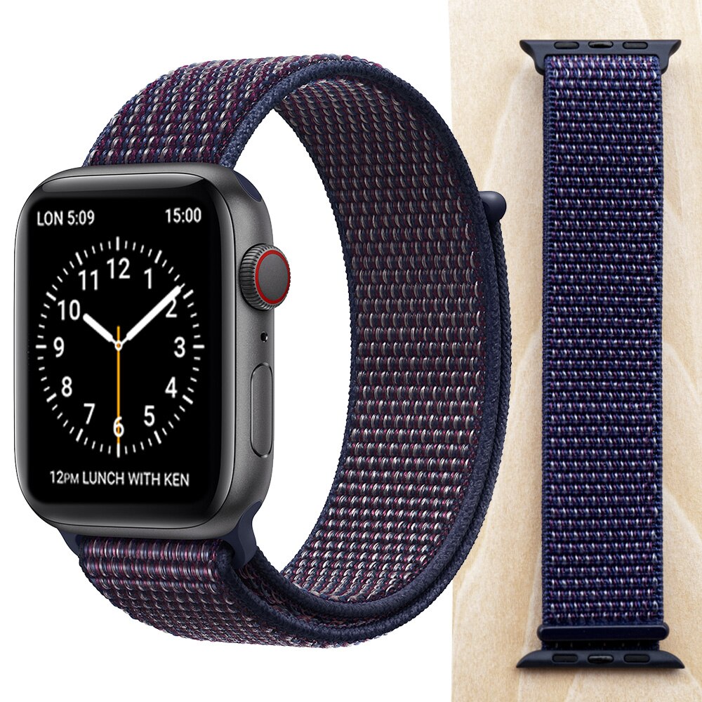 High Quality Nylon Sport Loop Replacment for Apple Watch band 44mm Series 5 4 3 2 1 Breathable Woven Strap 42mm iwatch 40mm 38mm