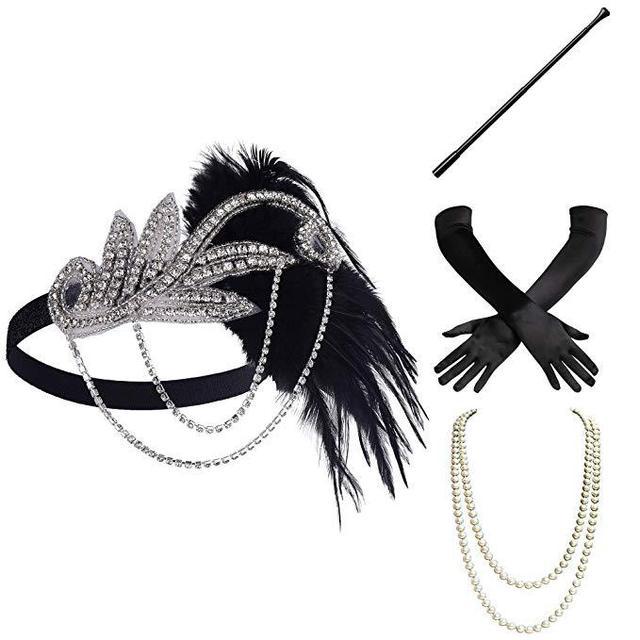 1920s Retro Sequin Tassel Dress Pin Bead Tassel Party Dinner Dress With Accessories