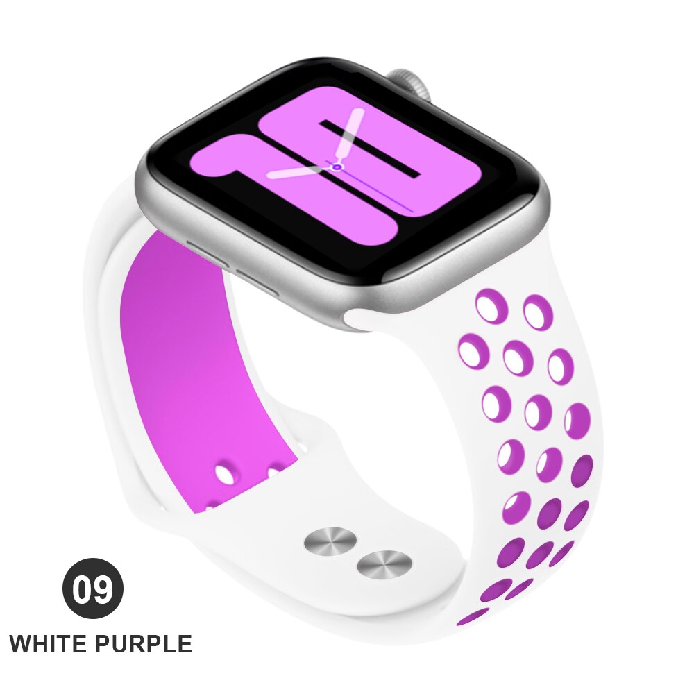 Band for Apple Watch 5 4 3 2 1 42MM 38MM soft Breathable strap Silicone Sports bands for Nike+ Iwatch series 5 4 3 40mm 44mm