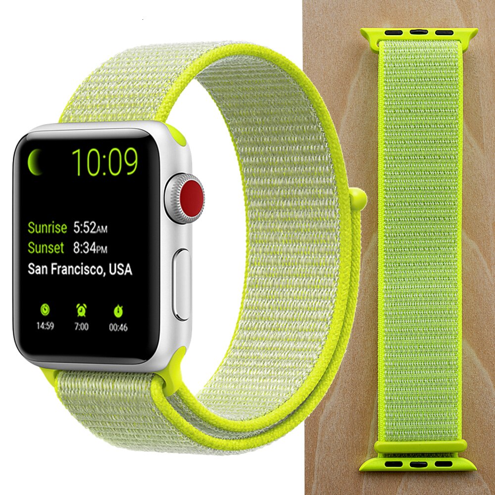 High Quality Nylon Sport Loop Replacment for Apple Watch band 44mm Series 5 4 3 2 1 Breathable Woven Strap 42mm iwatch 40mm 38mm