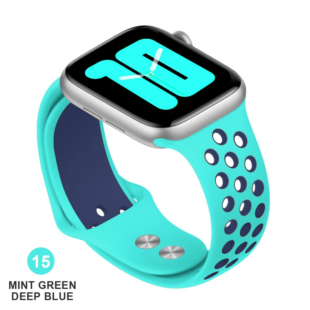 Band for Apple Watch 5 4 3 2 1 42MM 38MM soft Breathable strap Silicone Sports bands for Nike+ Iwatch series 5 4 3 40mm 44mm
