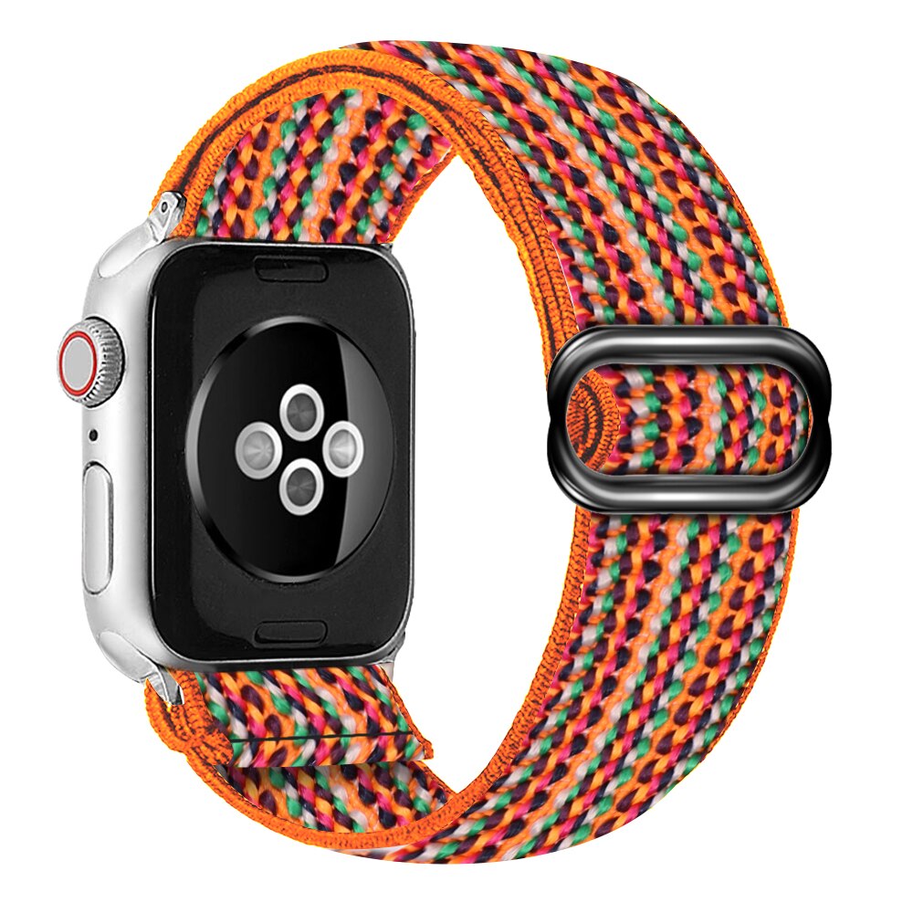 Braided Nylon Loop Elastic Buckle for Apple Watch Band 44mm40mm SE 65 Leopard Bracelet Strap on Smart iWatch Series 38mm42mm 432