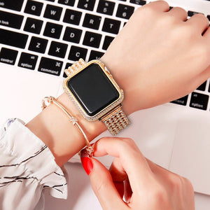 Luxury Diamond Case+Stainless Steel strap For Apple Watch
