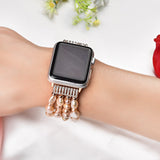Bracelet For Apple Watch Se 44mm Strap Correa Woman Bling Pearl Beads Elastic Iwatch 3 Bands 38mm 40mm Wristband Accessories