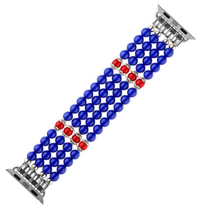 Blue Bracelet Bands for Apple Watch Strap 38mm 40mm 42mm 44mm Replacement Beaded Bling Rhinestone Wristband Dressy Strap Woman