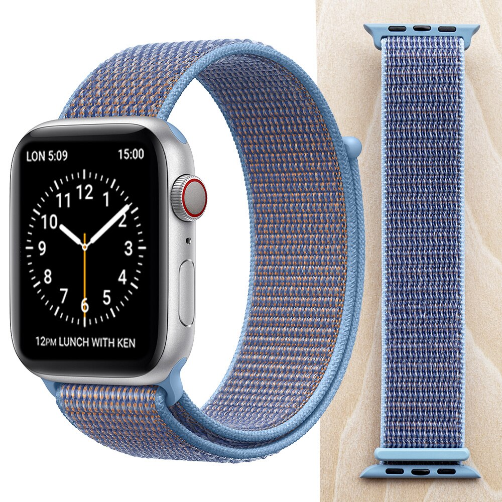 High Quality Nylon Sport Loop Replacment for Apple Watch band 44mm Series 5 4 3 2 1 Breathable Woven Strap 42mm iwatch 40mm 38mm