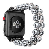 Pink Pearl Bling Correa for Apple Watch Band 38mm 40mm Series 6 5 4 3 Bracelet Women Stretchy Beaded Strap iWatch SE 42mm 44mm
