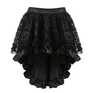 Burlesque Women's Asymmetrical Ruffled Satin Lace Trim Gothic Skirts Vintage Corset Steampunk Skirt Cosplay Costumes
