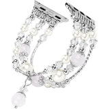 Diamond Jewelry Strap For Apple Watch 7 41mm 45mm Band 38/42mm Women Pearl Elastic Belt For iWatch Bands SE 6 5 40/44mm Bracelet