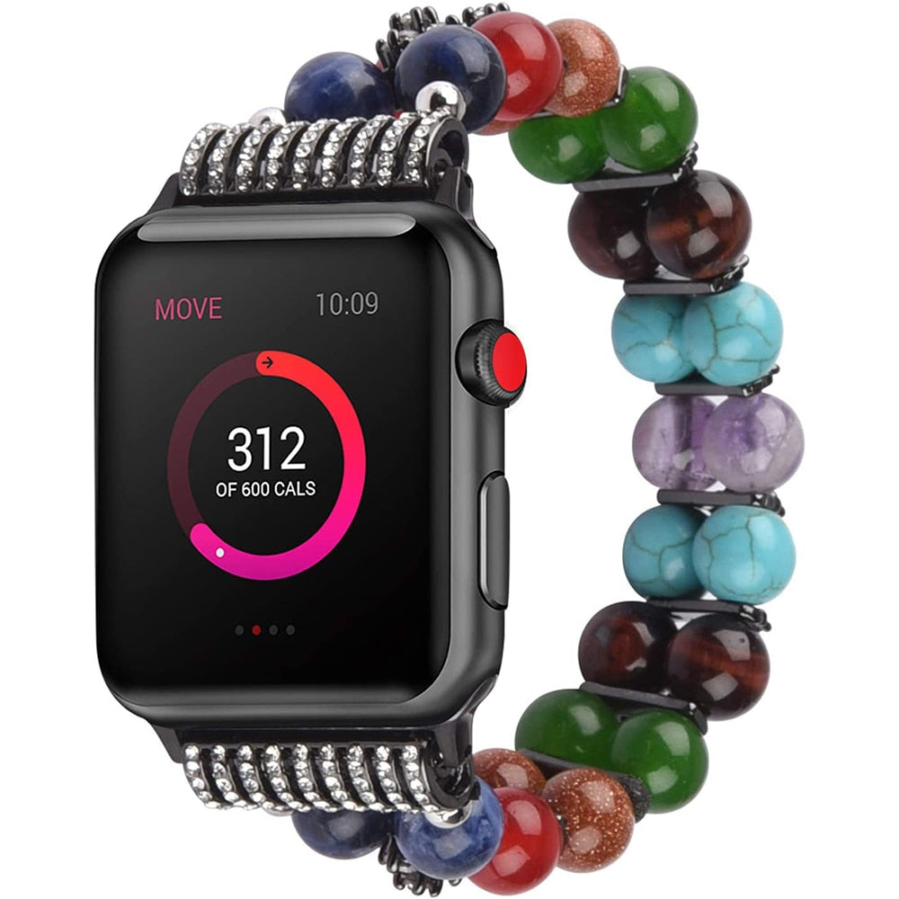 Women's Jewelry Strap For Apple Watch Band 6 5 4 40/44mm Diamond Stainless steel Agate Bracelet For iWatch Series 3 38/42mm Band