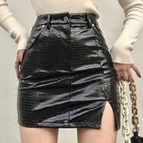 Ins Goth High Waist Punk style E-girl Faux Leather Pencil Skirt Black Skorts Cute Streetwear Y2K Short Bottoms