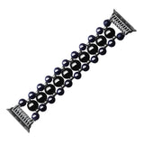 Band for Apple Watch iWatch Series 5 4 3 2 1 Fashionable Black Beaded Faux Agate Women Replacement Bracelet 38 42 40 44 mm Strap