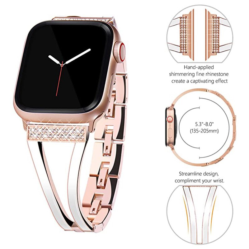 Breathable Diamond Strap for Apple Watch Band 44/40mm 38/42mm Women Jewelry Metal Belt for iWatch Band Serie SE 6 5 4 3 Bracelet