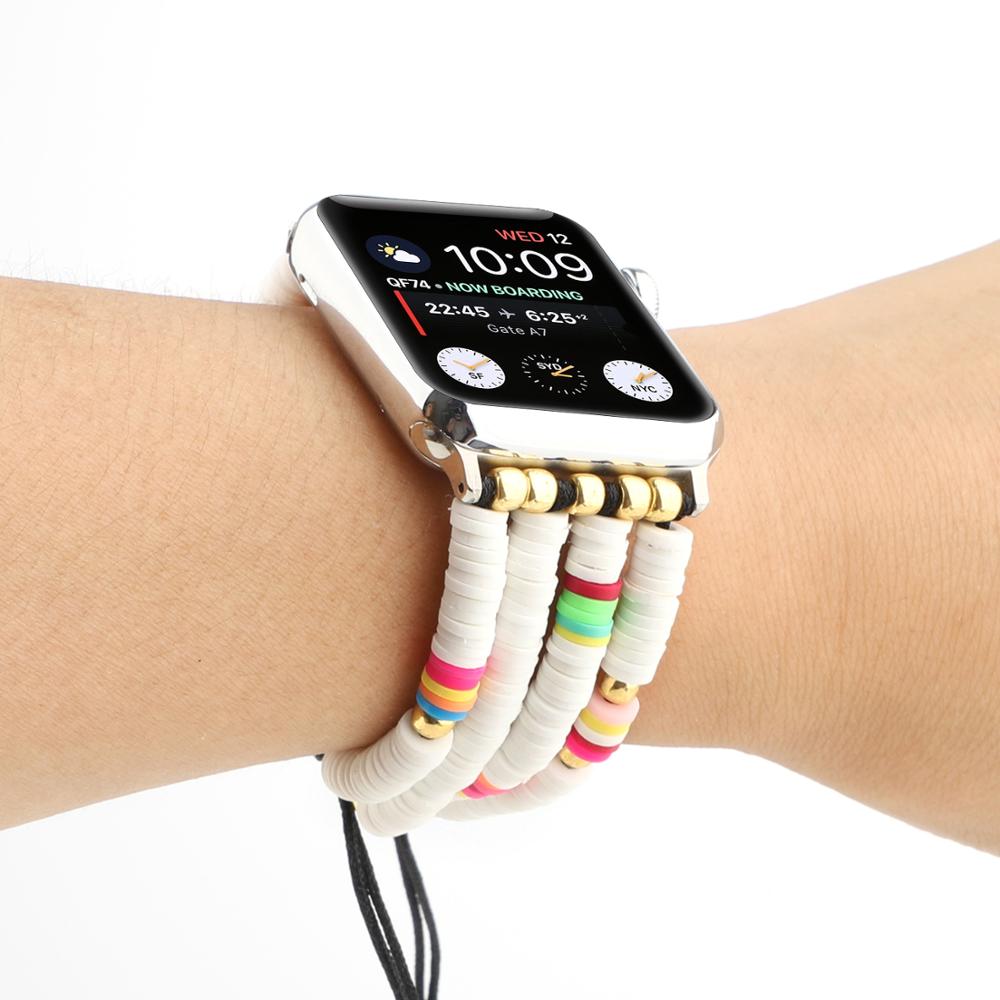 For Series 6 SE 5 4 3 2 1 Apple Watch Band Handmade Beads Bracelet for iwatch 38mm 40mm 42mm 44mm Bracelet Belt Wrist Strap.