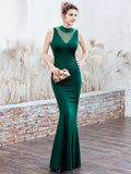 Elegant Beading Long Evening Dress Women Sofe Satin Backless Party Dress