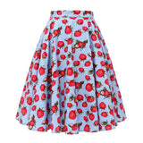 Autumn High Waist Skirt Cotton Womens Polka Dot Floral Print Vinatge Swing Pinup Rockabilly 50s Retro Vintage Party Skirts